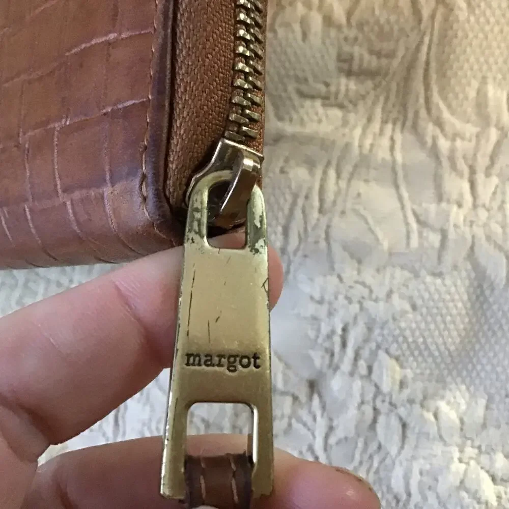 Margot NY Brown Leather Wristlet with lots of pockets